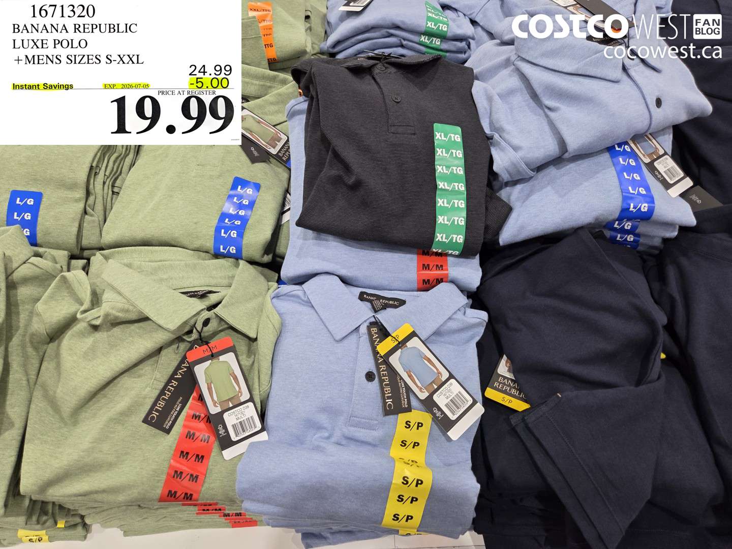 1671320 BANANA REPUBLIC LUXE POLO MENS SIZES S-XXL ($5.00 INSTANT SAVINGS EXPIRES ON 2026-07-05) $19.99