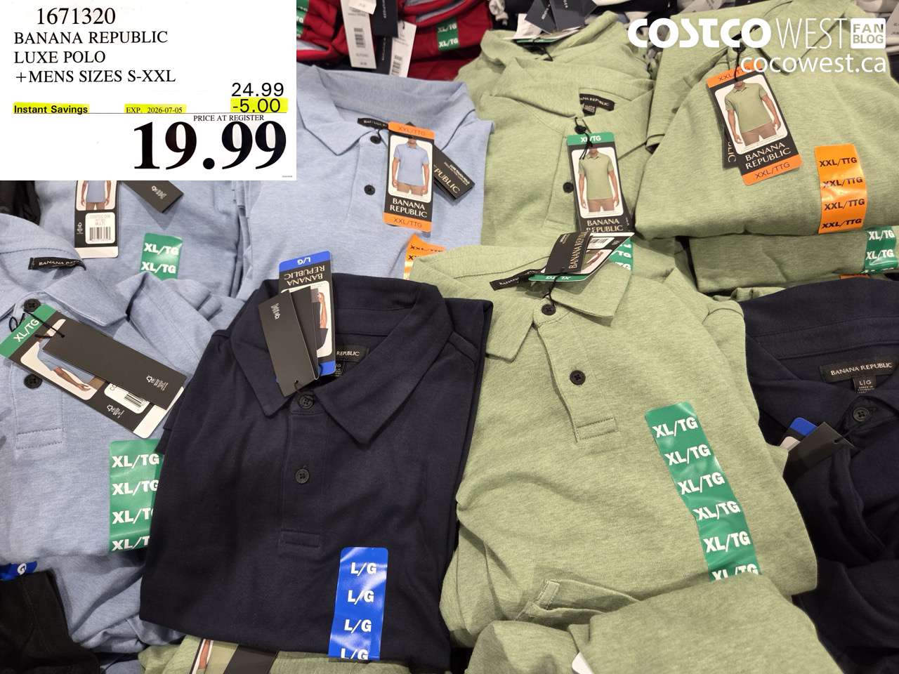 1671320 BANANA REPUBLIC LUXE POLO + MENS SIZES S-XXL ($5.00 INSTANT SAVINGS EXPIRES ON 2026-07-05) $19.99