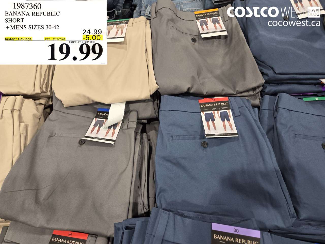 1987360 BANANA REPUBLIC SHORT MENS SIZES 30-42 ($5.00 INSTANT SAVINGS EXPIRES ON 2026-07-05) $19.99