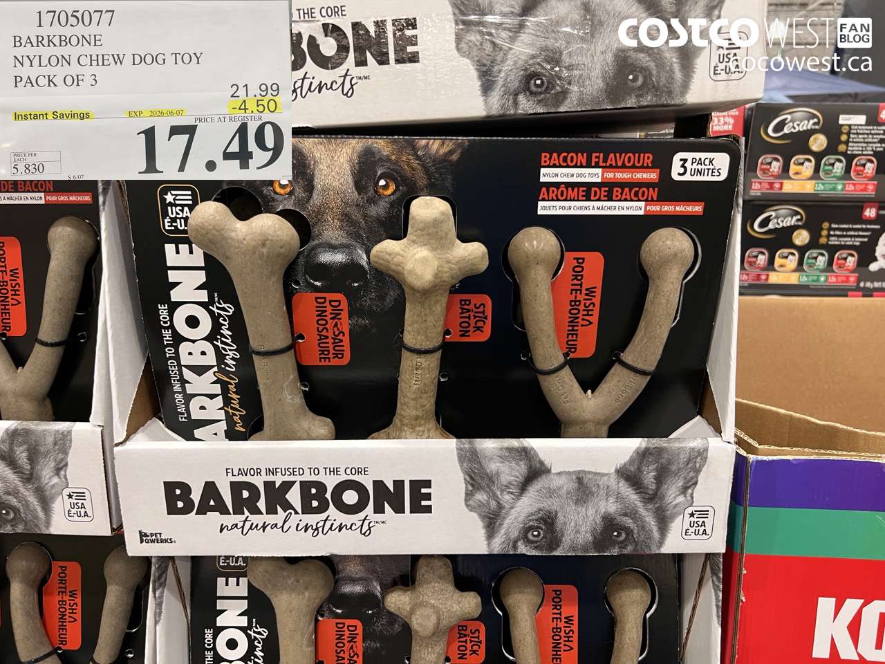 1705077 BARKBONE NYLON CHEW DOG TOY PACK OF 3 ($4.50 INSTANT SAVINGS EXPIRES ON 2026-06-07) $17.49