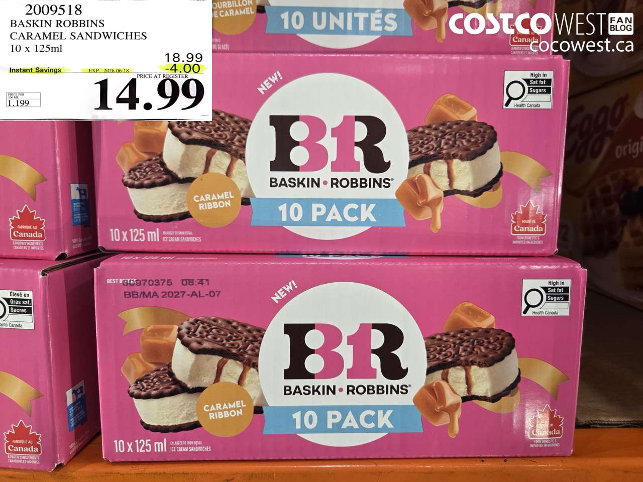 2009518 BASKIN ROBBINS CARAMEL SANDWICHES 10 X 125ML ($4.00 INSTANT SAVINGS EXPIRES ON 2026-06-18) $14.99