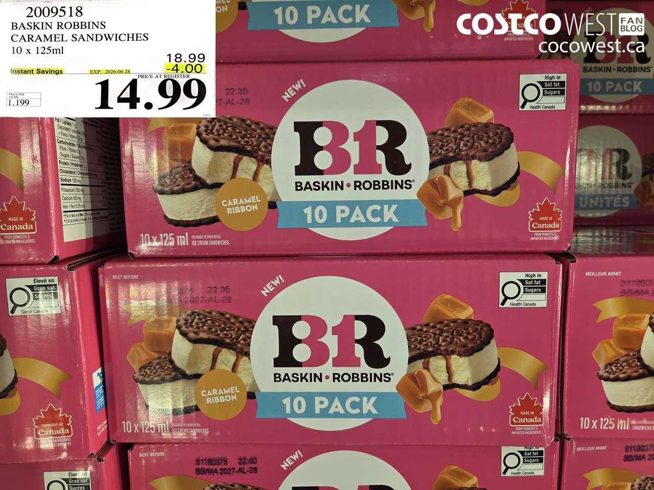 2009518 BASKIN ROBBINS CARAMEL SANDWICHES 10 X 125ML ($4.00 INSTANT SAVINGS EXPIRES ON 2026-06-28) $14.99