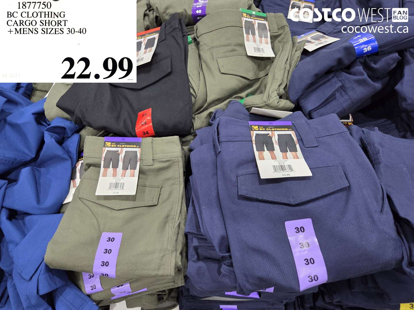 1877750 BC CLOTHING CARGO SHORT MENS SIZES 30-40 $22.99