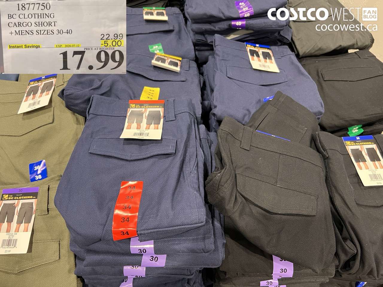 1877750 BC CLOTHING CARGO SHORT +MENS SIZES 30-40 ($5.00 INSTANT SAVINGS EXPIRES ON 2026-07-12) $17.99