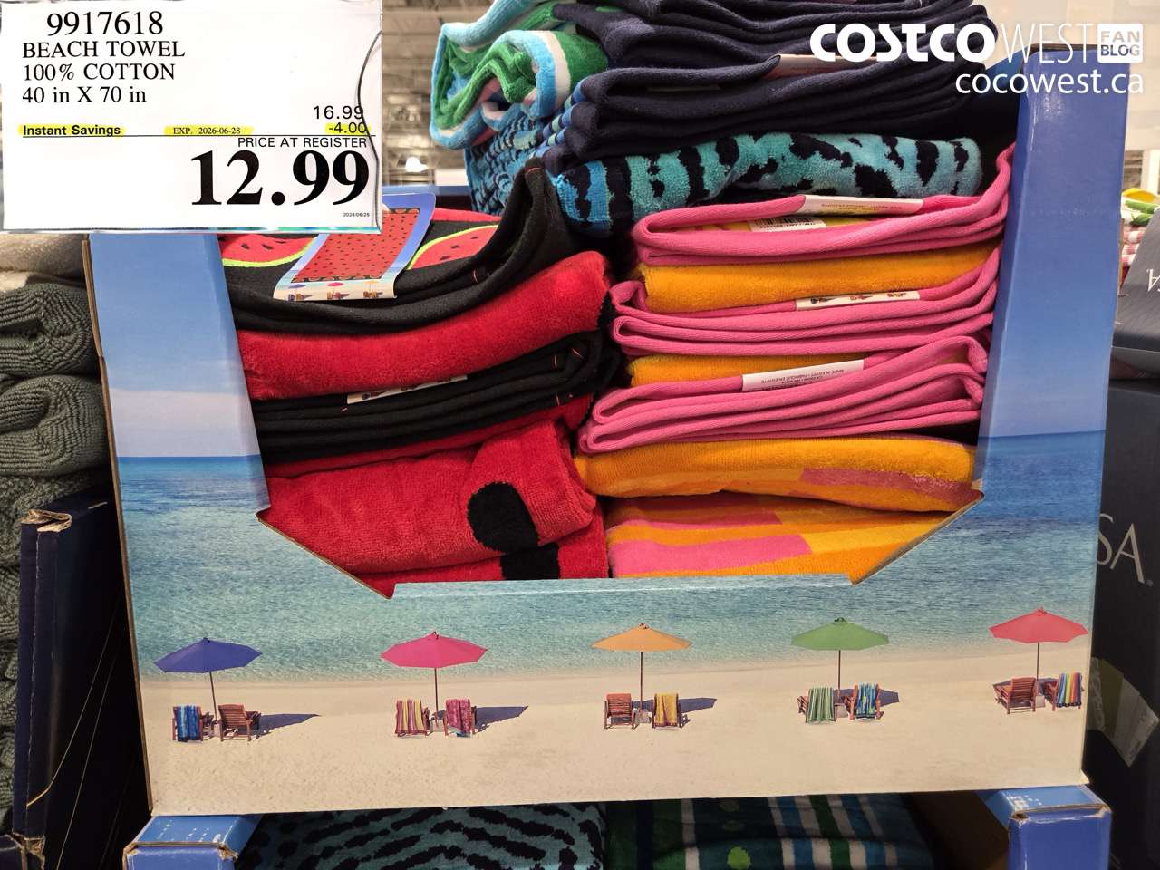 9917618 BEACH TOWEL 100% COTTON 40 IN X 70 IN ($4.00 INSTANT SAVINGS EXPIRES ON 2026-06-28) $12.99
