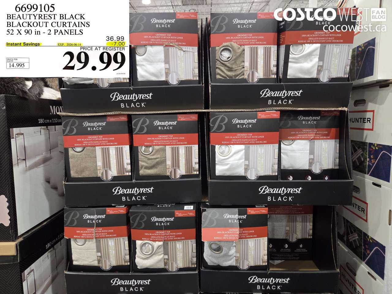 6699105 BEAUTYREST BLACK BLACKOUT CURTAINS 52 X 90 IN - 2 PANELS ($7.00 INSTANT SAVINGS EXPIRES ON 2026-06-14) $29.99