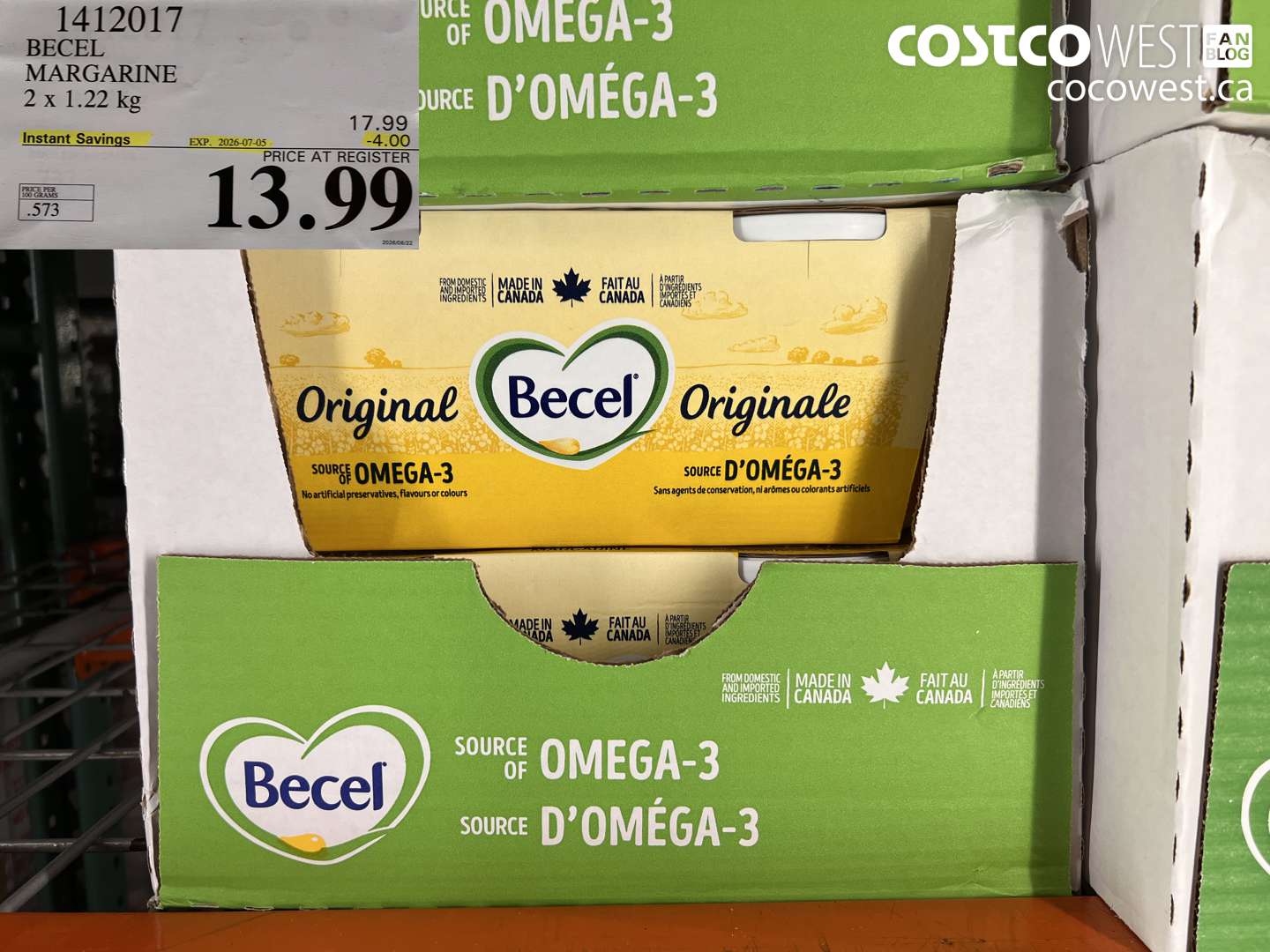 1412017 BECEL MARGARINE 2 X 1.22 KG ($4.00 INSTANT SAVINGS EXPIRES ON 2026-07-05) $13.99