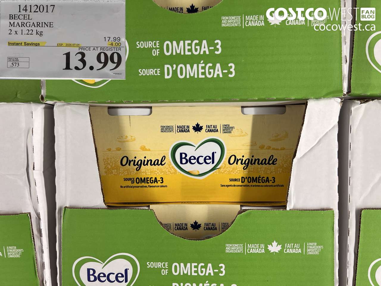 1412017 BECEL MARGARINE 2 X 1.22 KG ($4.00 INSTANT SAVINGS EXPIRES ON 2026-07-05) $13.99