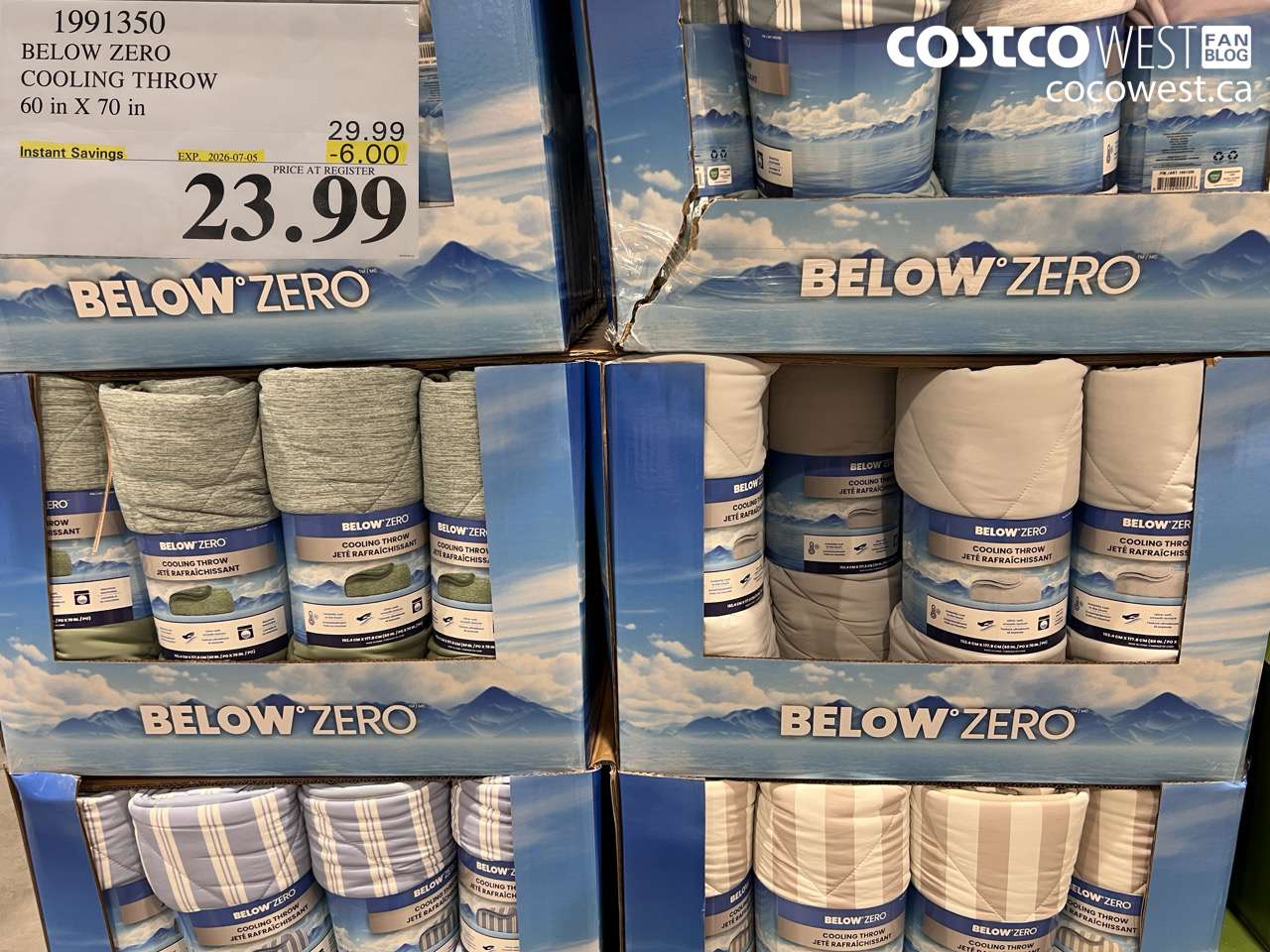 1991350 BELOW ZERO COOLING THROW 60 IN X 70 IN ($6.00 INSTANT SAVINGS EXPIRES ON 2026-07-05) $23.99