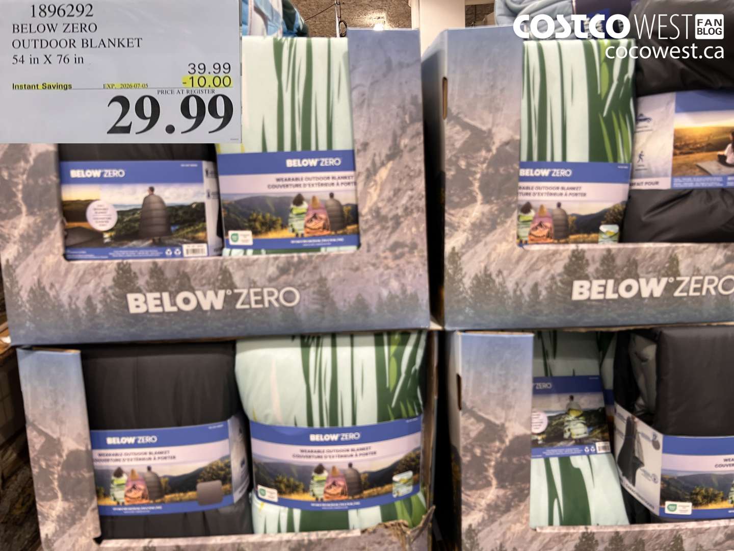 1896292 BELOW ZERO OUTDOOR BLANKET 54 IN X 76 IN ($10.00 INSTANT SAVINGS EXPIRES ON 2026-07-05) $29.99