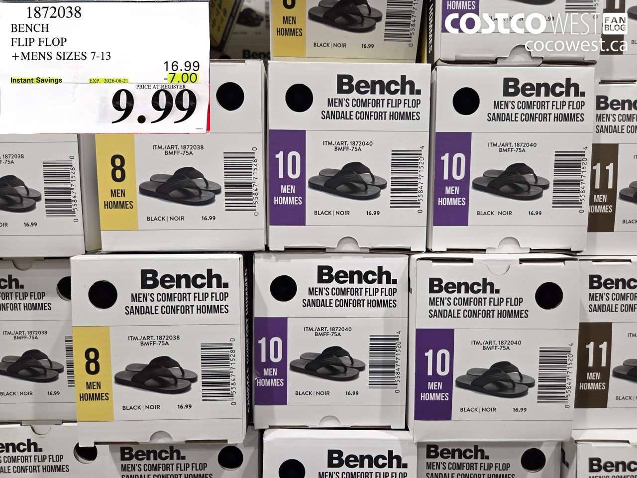 1872038 BENCH FLIP FLOP MENS SIZES 7-13 ($7.00 INSTANT SAVINGS EXPIRES ON 2026-06-21) $9.99