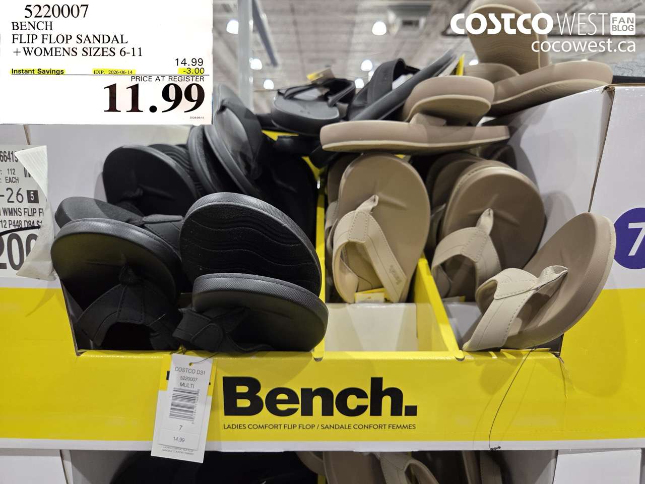 5220007 BENCH FLIP FLOP SANDAL WOMENS SIZES 6-11 ($3.00 INSTANT SAVINGS EXPIRES ON 2026-06-14) $11.99