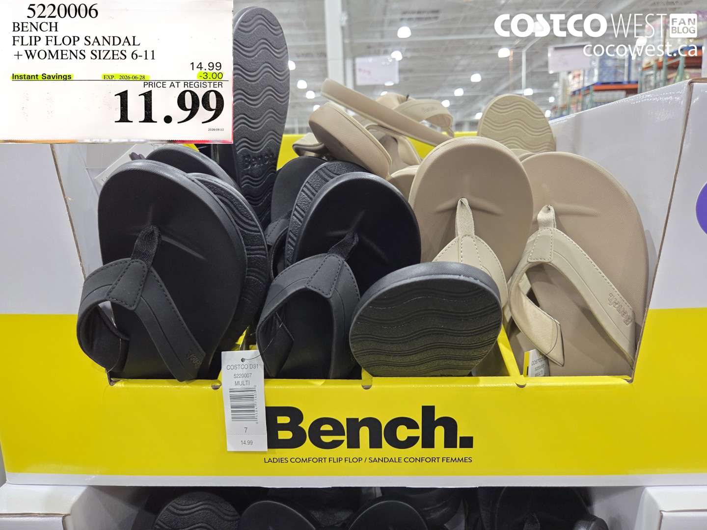 5220006 BENCH FLIP FLOP SANDAL WOMENS SIZES 6-11 ($3.00 INSTANT SAVINGS EXPIRES ON 2026-06-28) $11.99