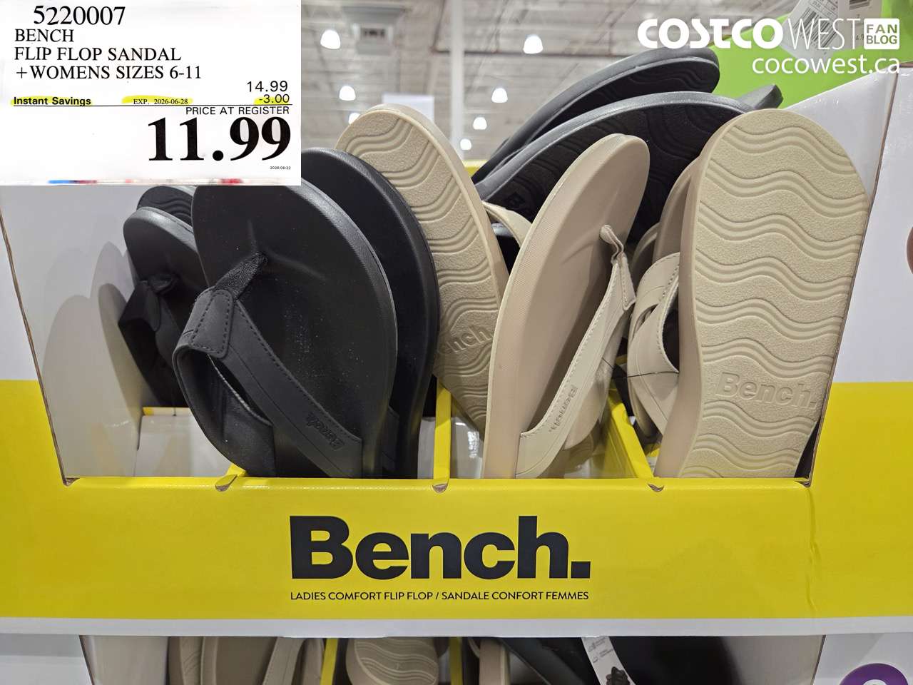 5220007 BENCH FLIP FLOP SANDAL + WOMENS SIZES 6-11 ($3.00 INSTANT SAVINGS EXPIRES ON 2026-06-28) $11.99