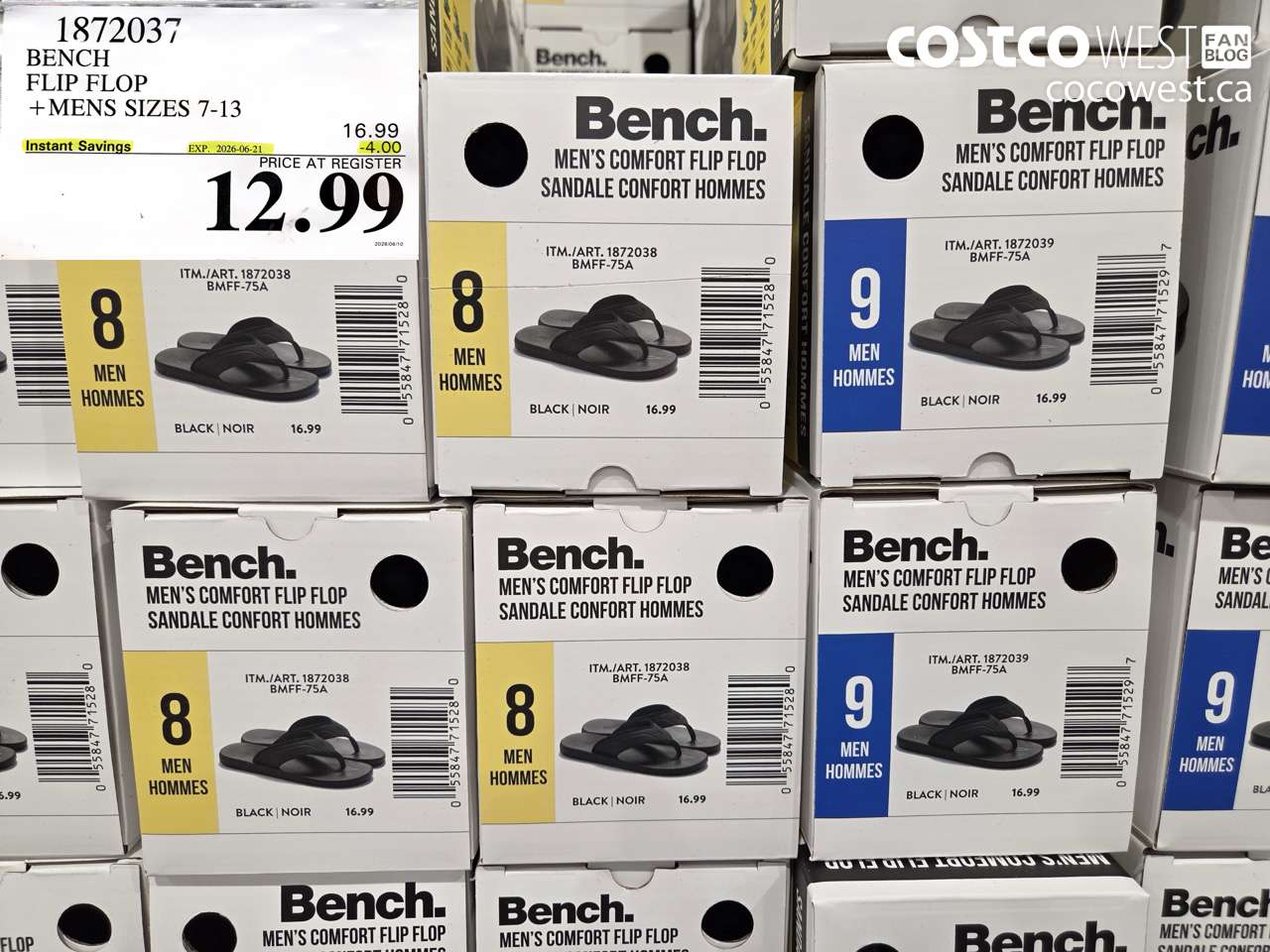 1872037 BENCH FLIP FLOP + MENS SIZES 7-13 ($4.00 INSTANT SAVINGS EXPIRES ON 2026-06-21) $12.99