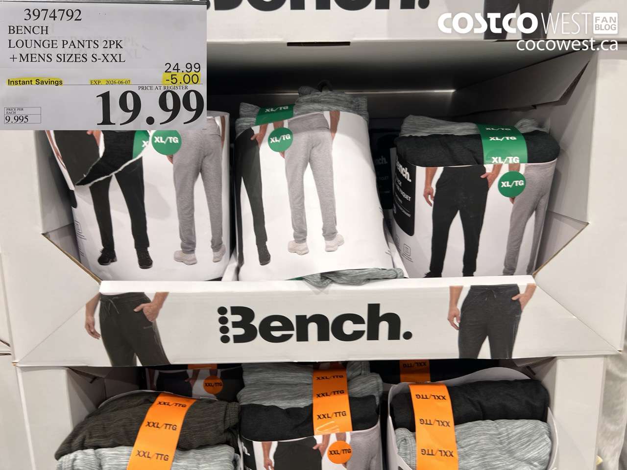 3974792 BENCH LOUNGE PANTS 2PK + MENS SIZES S-XXL ($5.00 INSTANT SAVINGS EXPIRES ON 2026-06-07) $19.99