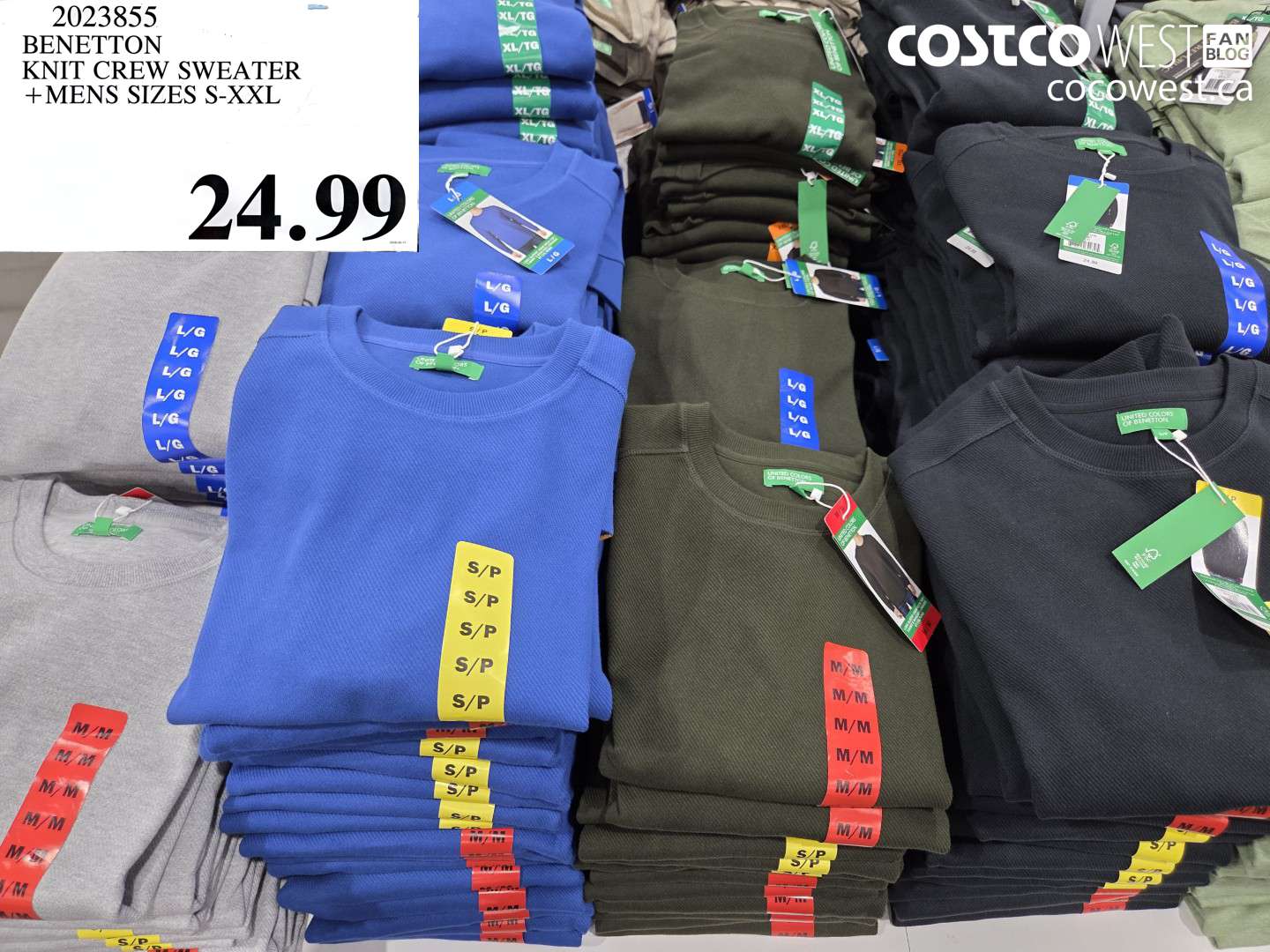 2023855 BENETTON KNIT CREW SWEATER MENS SIZES S-XXL $24.99