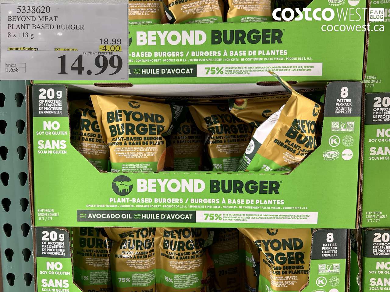 5338620 BEYOND MEAT PLANT BASED BURGER 8 X 113 G ($4.00 INSTANT SAVINGS EXPIRES ON 2026-06-30) $14.99