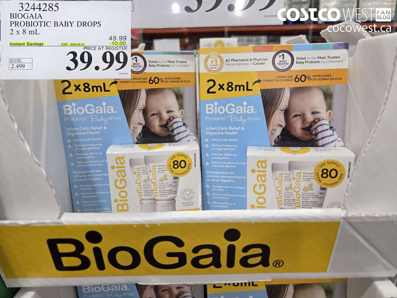 3244285 BIOGAIA PROBIOTIC BABY DROPS 2 X 8 ML ($10.00 INSTANT SAVINGS EXPIRES ON 2026-06-21) $39.99
