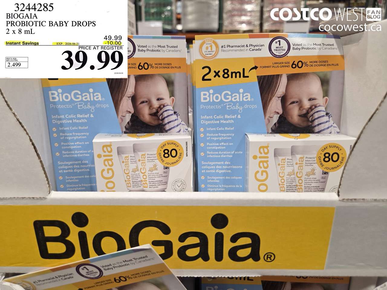3244285 BIOGAIA PROBIOTIC BABY DROPS 2 X 8 ML ($10.00 INSTANT SAVINGS EXPIRES ON 2026-06-21) $39.99