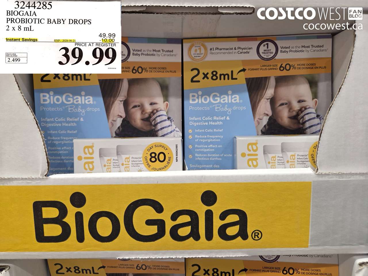 3244285 BIOGAIA PROBIOTIC BABY DROPS 2 X 8 ML ($10.00 INSTANT SAVINGS EXPIRES ON 2026-06-21) $39.99
