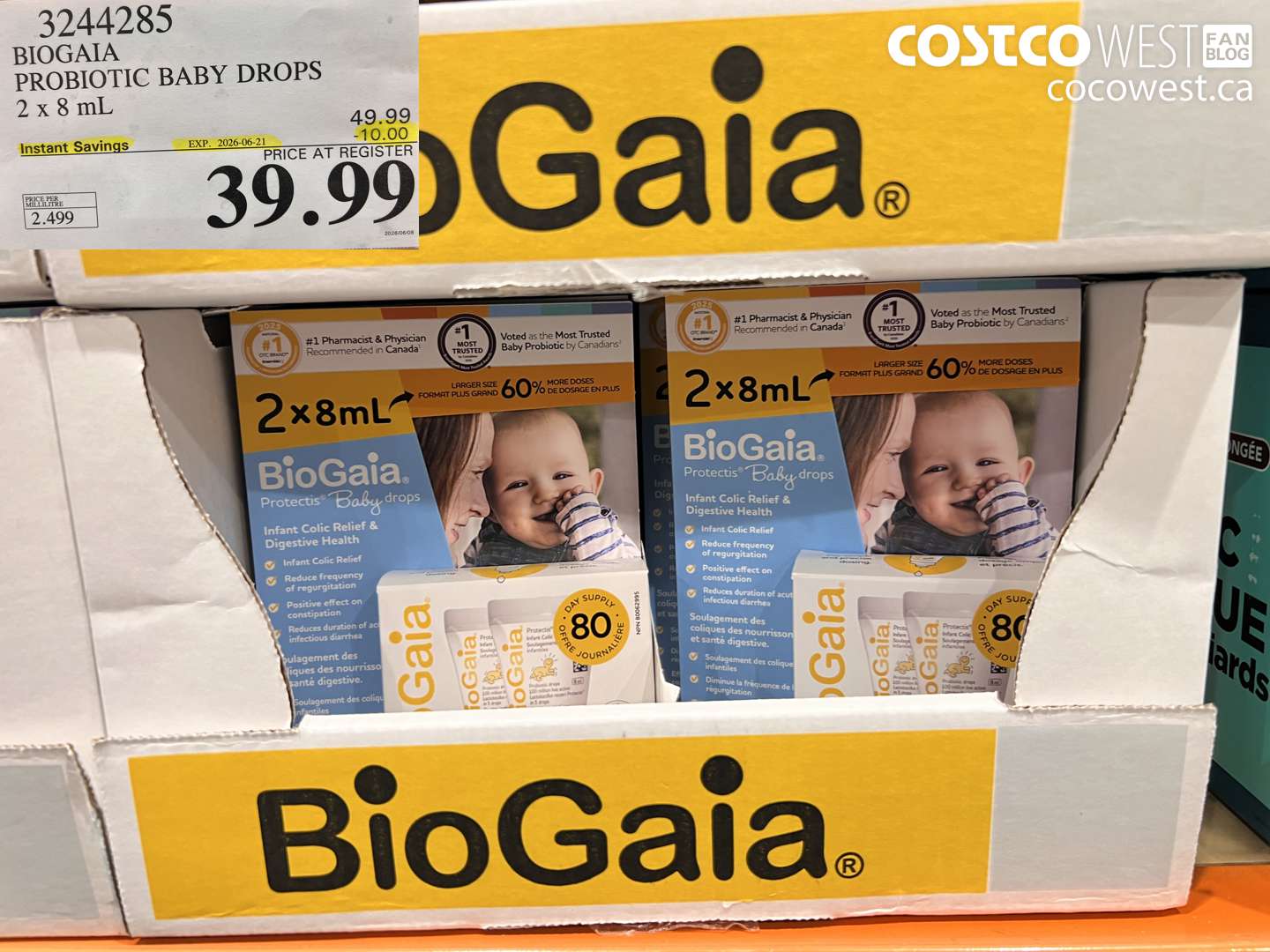 3244285 BIOGAIA PROBIOTIC BABY DROPS 2 X 8 ML ($10.00 INSTANT SAVINGS EXPIRES ON 2026-06-21) $39.99