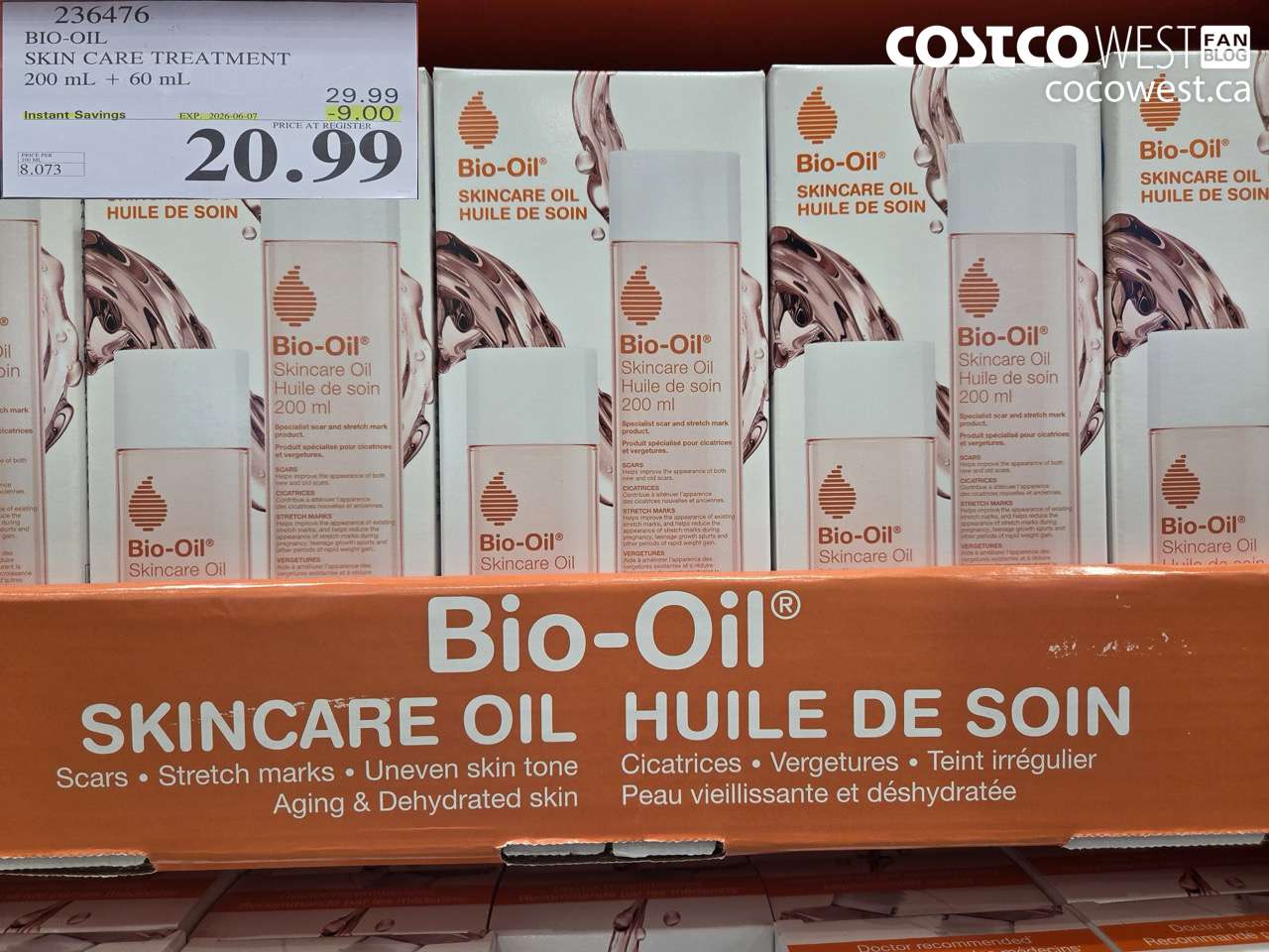 236476 BIO-OIL SKIN CARE TREATMENT 200 ML + 60 ML ($9.00 INSTANT SAVINGS EXPIRES ON 2026-06-07) $20.99
