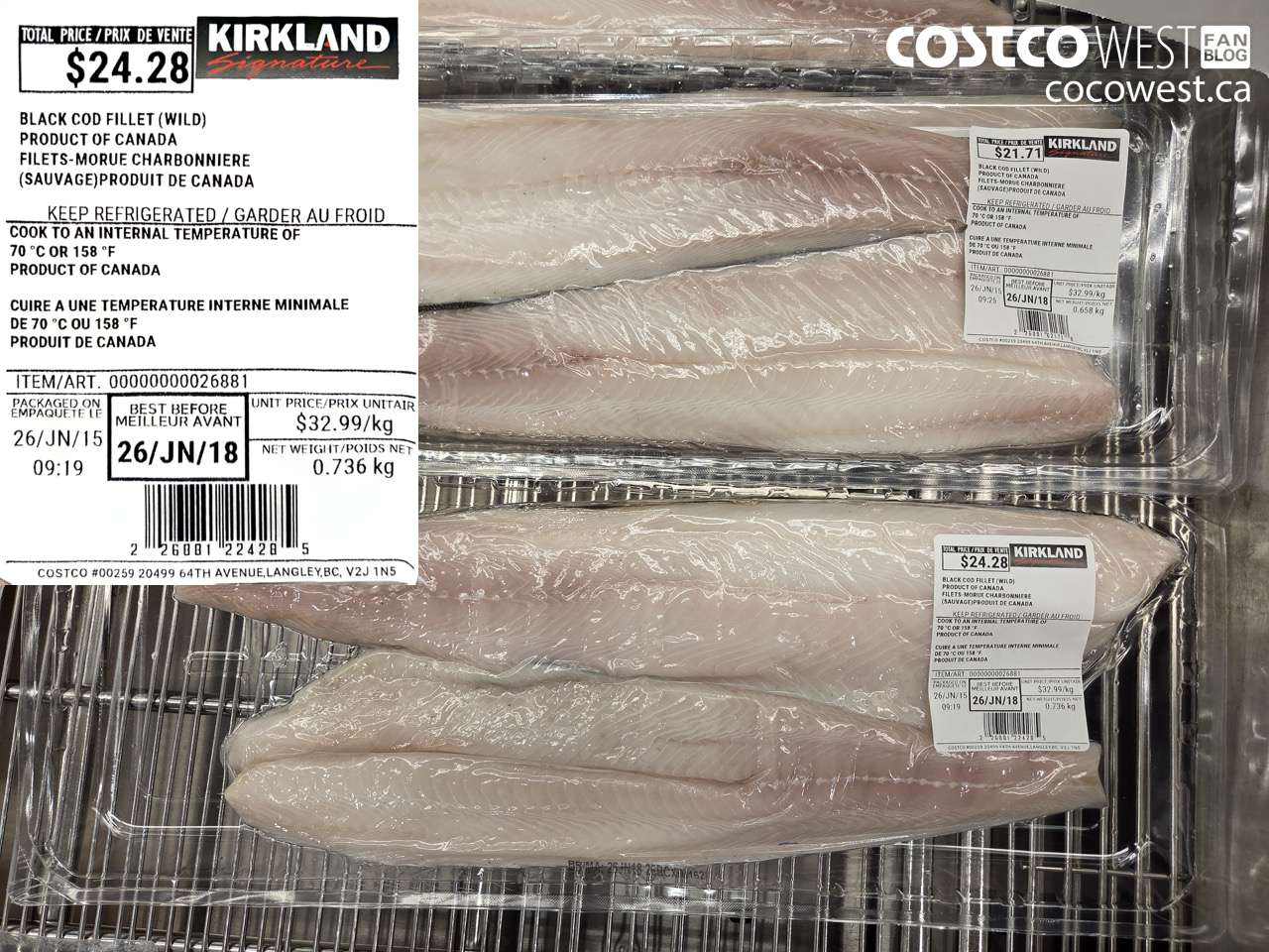 26881 BLACK COD FILLET (WILD) PRODUCT OF CANADA $32.99