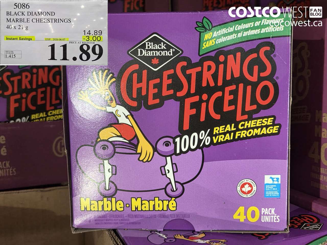 5086 BLACK DIAMOND MARBLE CHEESESTRINGS 40 X 21 G ($3.00 INSTANT SAVINGS EXPIRES ON 2026-06-07) $11.89