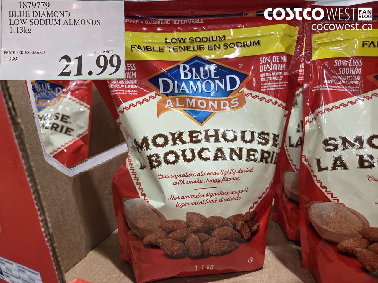 1879779 BLUE DIAMOND LOW SODIUM ALMONDS 1.13KG $21.99