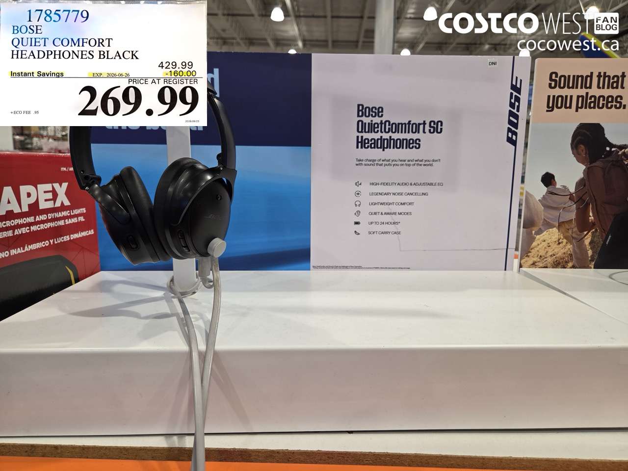 1785779 BOSE QUIET COMFORT HEADPHONES BLACK ($160.00 INSTANT SAVINGS EXPIRES ON 2026-06-26) $269.99