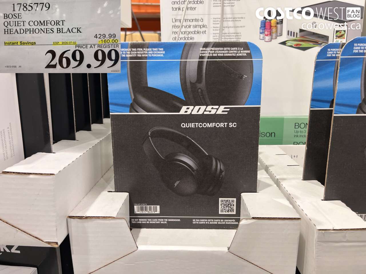 1785779 BOSE QUIET COMFORT HEADPHONES BLACK ($160.00 INSTANT SAVINGS EXPIRES ON 2026-07-02) $269.99