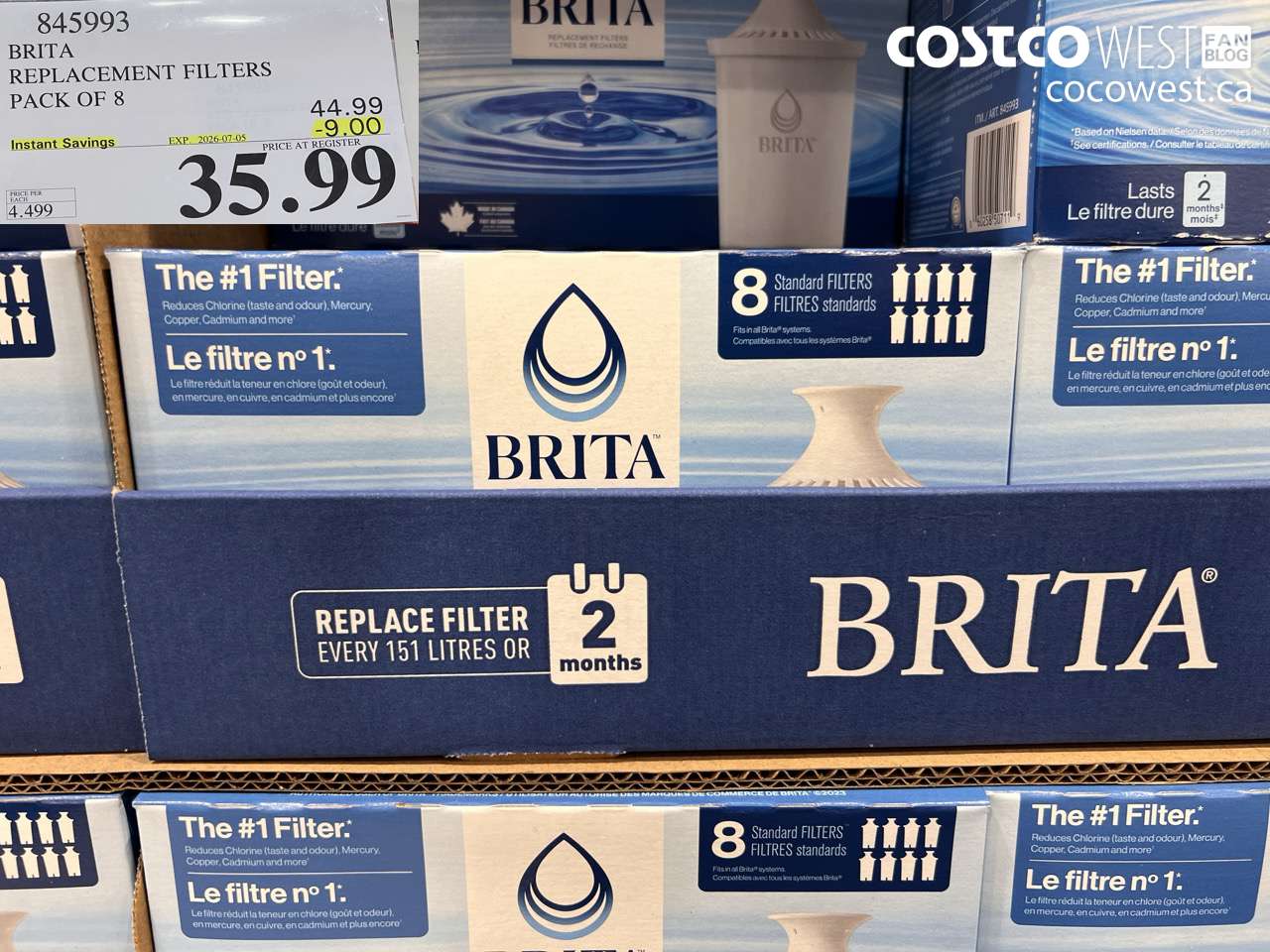 845993 BRITA REPLACEMENT FILTERS PACK OF 8 ($9.00 INSTANT SAVINGS EXPIRES ON 2026-07-05) $35.99