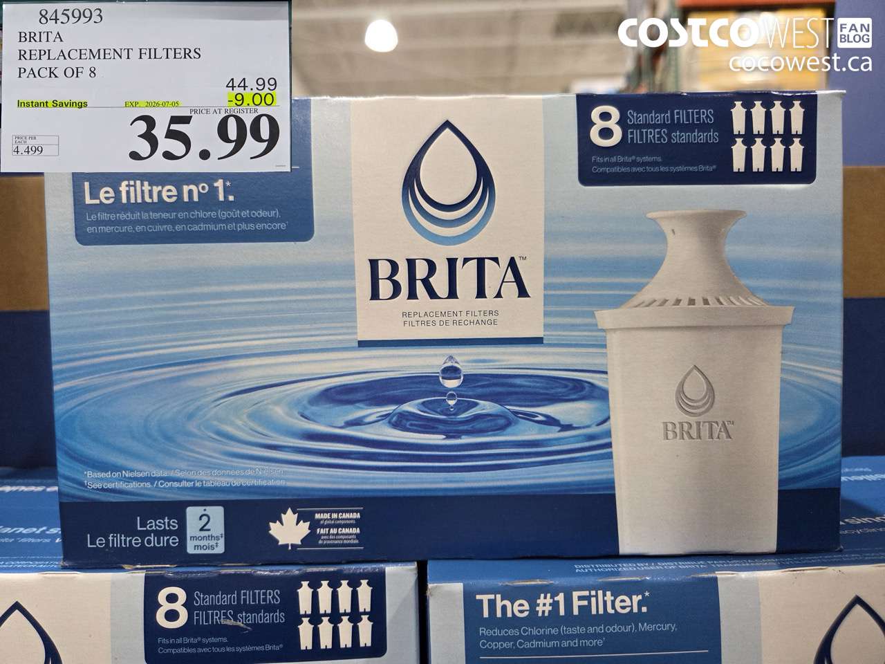 845993 BRITA REPLACEMENT FILTERS PACK OF 8 ($9.00 INSTANT SAVINGS EXPIRES ON 2026-07-05) $35.99