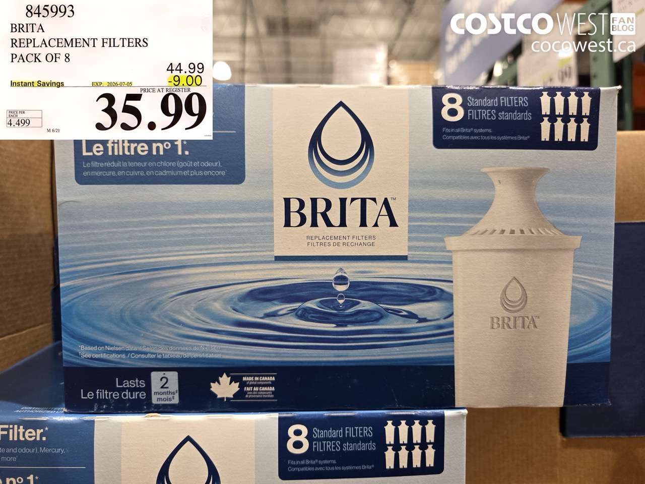 845993 BRITA REPLACEMENT FILTERS PACK OF 8 ($9.00 INSTANT SAVINGS EXPIRES ON 2026-07-05) $35.99