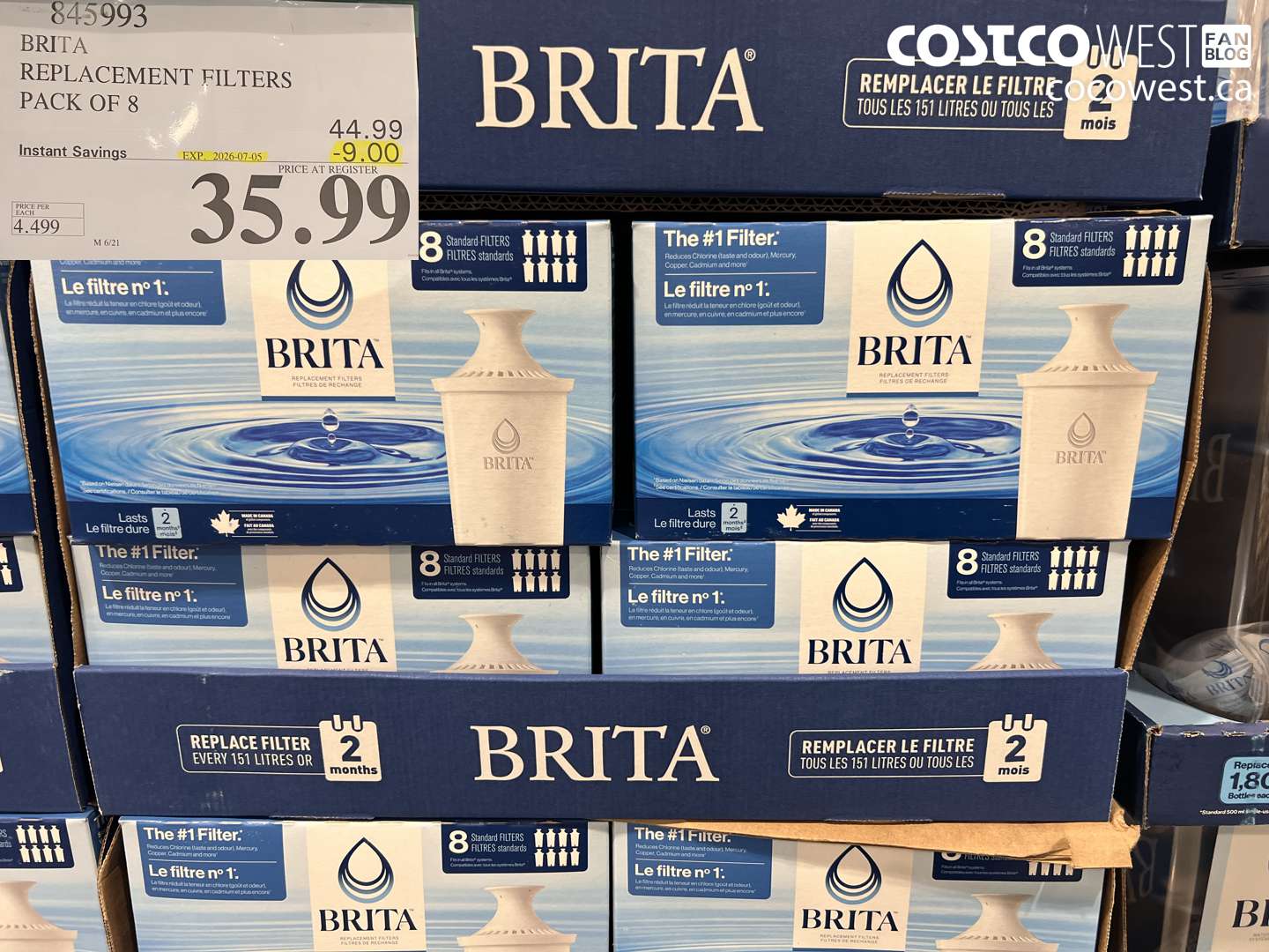 845993 BRITA REPLACEMENT FILTERS PACK OF 8 ($9.00 INSTANT SAVINGS EXPIRES ON 2026-07-05) $35.99