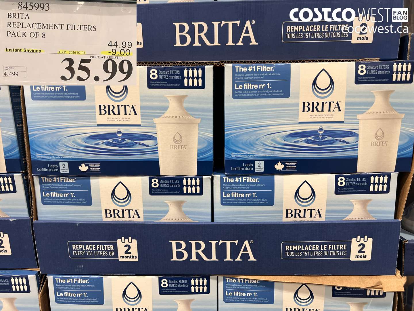 845993 BRITA REPLACEMENT FILTERS PACK OF 8 ($9.00 INSTANT SAVINGS EXPIRES ON 2026-07-05) $35.99