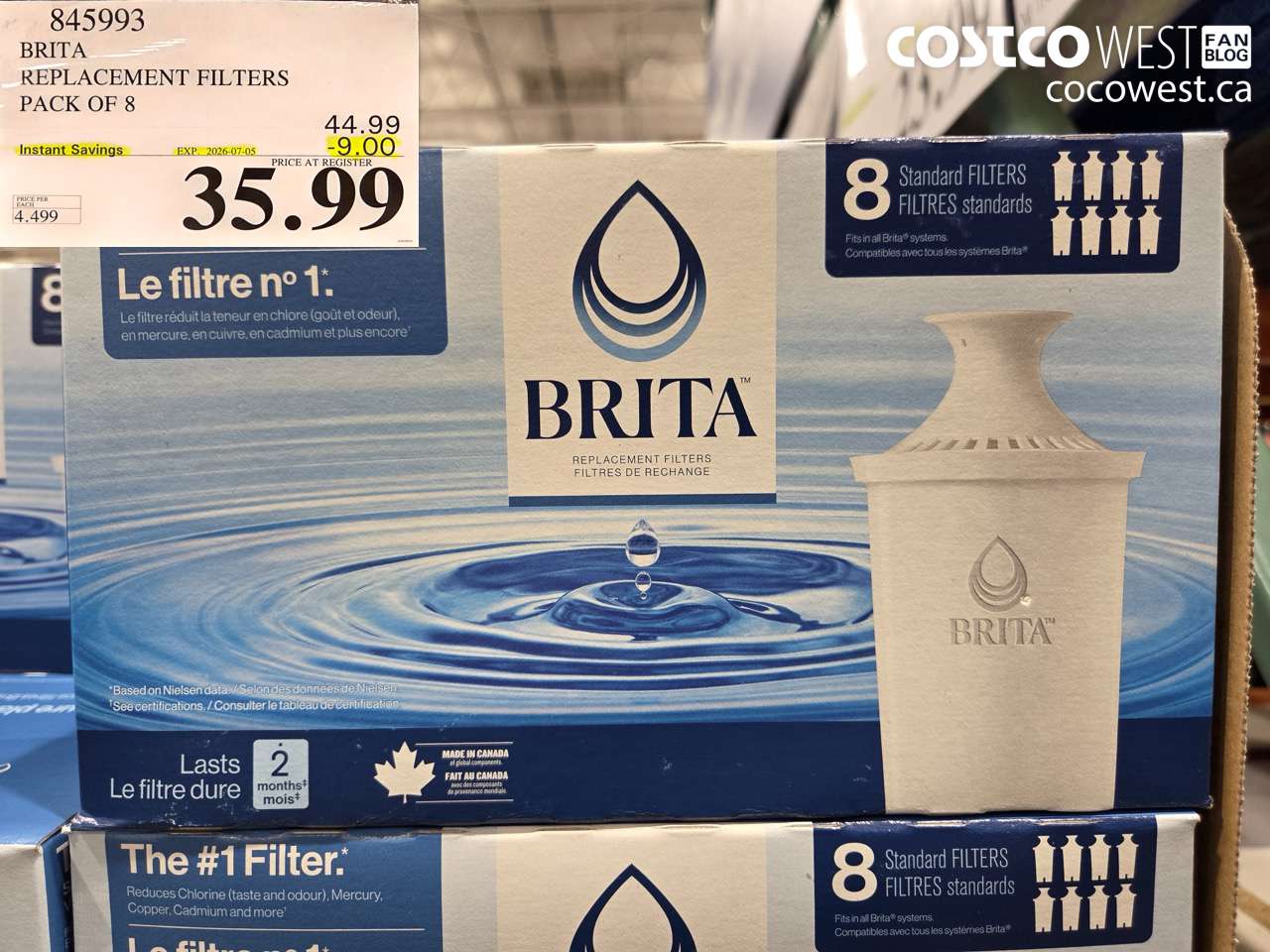 845993 BRITA REPLACEMENT FILTERS PACK OF 8 ($9.00 INSTANT SAVINGS EXPIRES ON 2026-07-05) $35.99