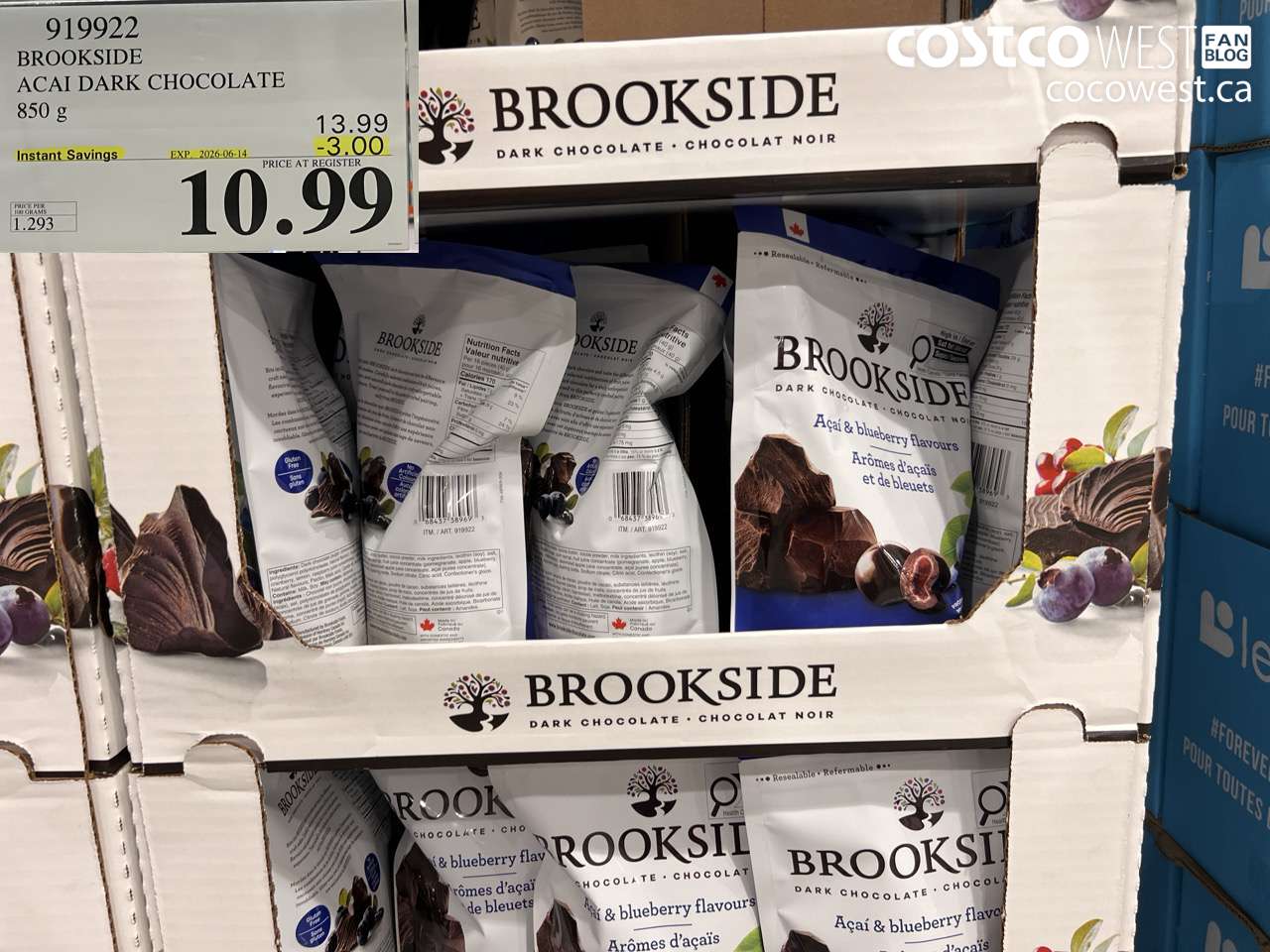 919922 BROOKSIDE ACAI DARK CHOCOLATE 850 G ($3.00 INSTANT SAVINGS EXPIRES ON 2026-06-14) $10.99