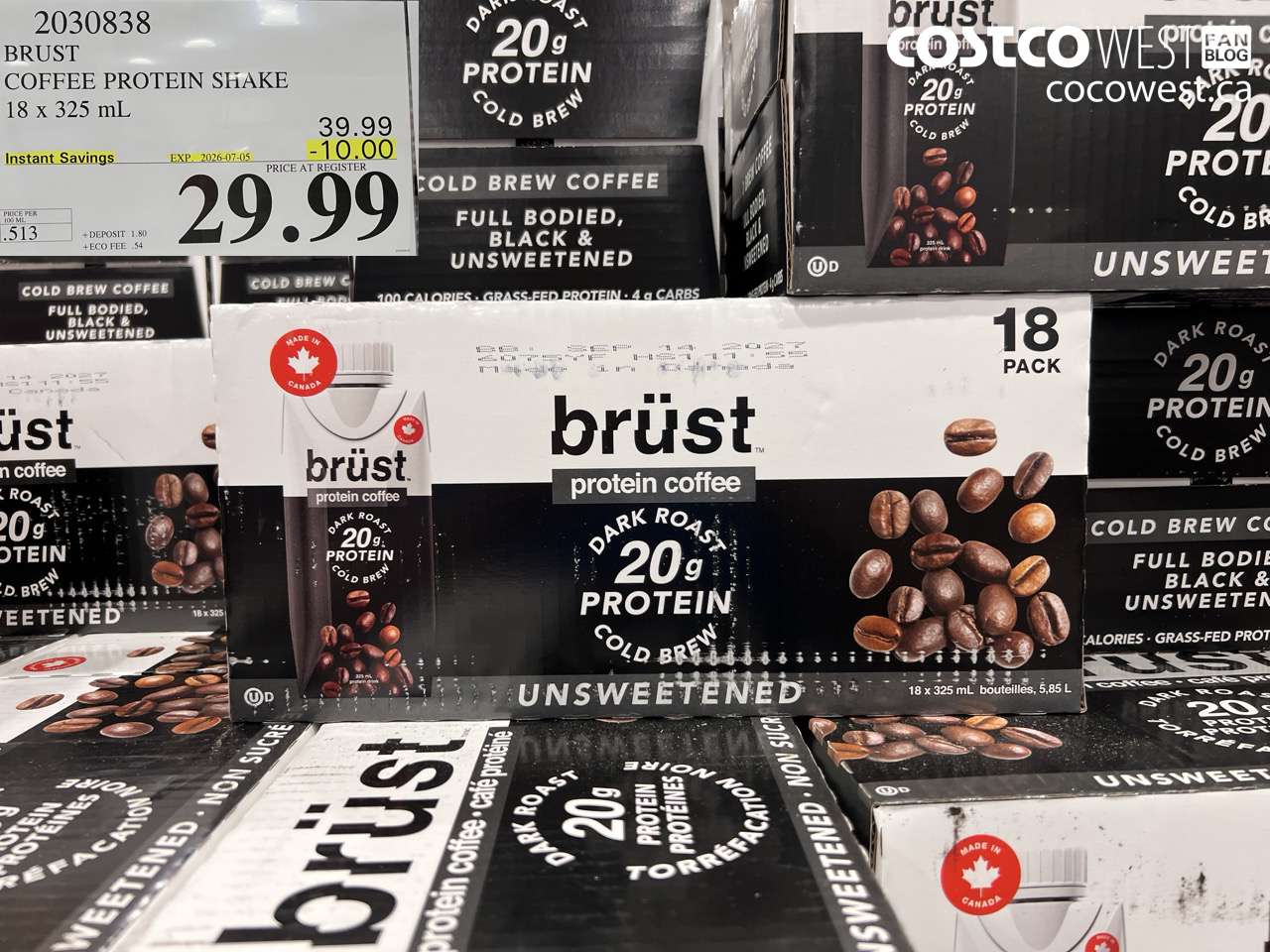 2030838 BRUST COFFEE PROTEIN SHAKE 18 X 325 ML ($10.00 INSTANT SAVINGS EXPIRES ON 2026-07-05) $29.99