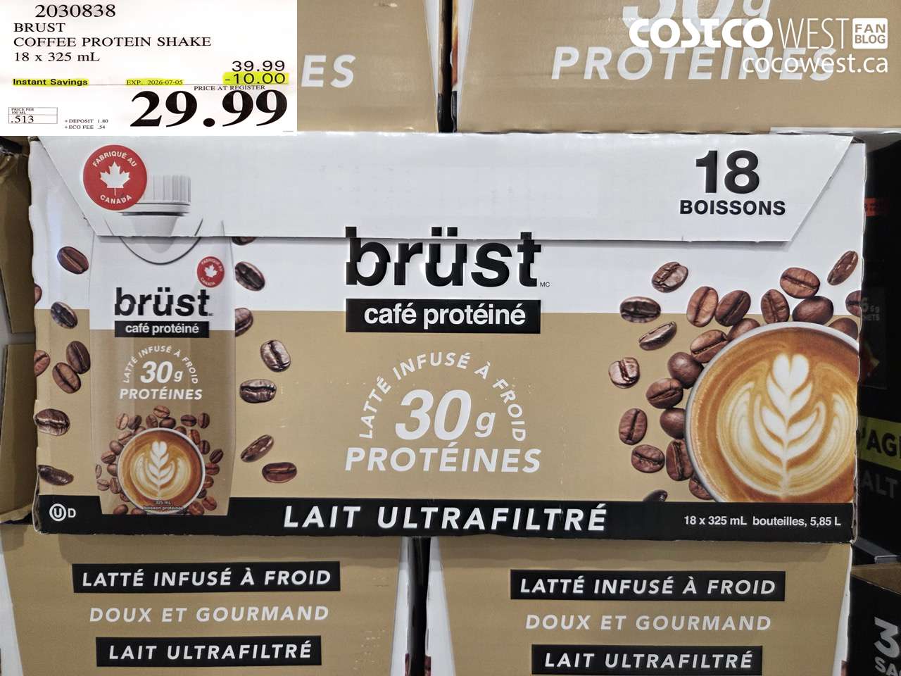 2030838 BRUST COFFEE PROTEIN SHAKE 18 X 325 ML ($10.00 INSTANT SAVINGS EXPIRES ON 2026-07-05) $29.99