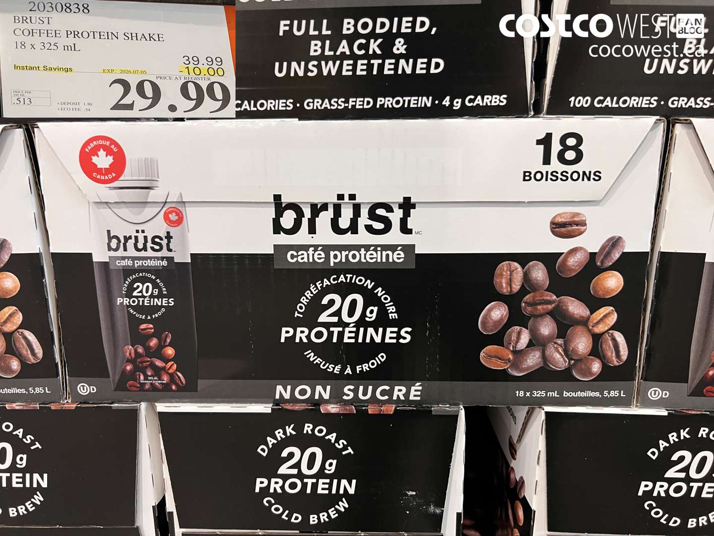 2030838 BRUST COFFEE PROTEIN SHAKE 18 X 325 ML ($10.00 INSTANT SAVINGS EXPIRES ON 2026-07-05) $29.99
