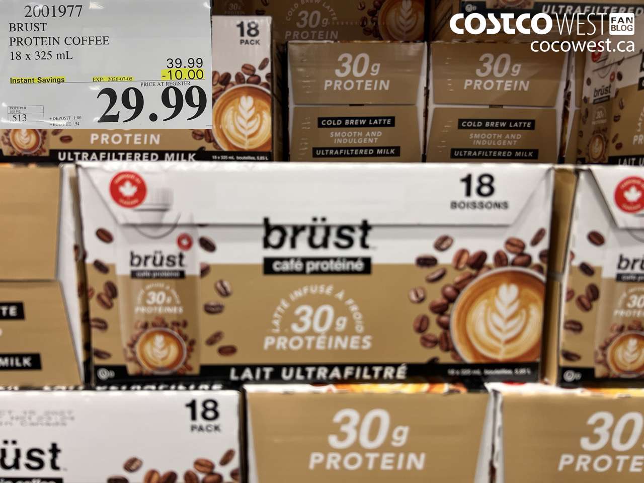 2001977 BRUST PROTEIN COFFEE 18 X 325 ML ($10.00 INSTANT SAVINGS EXPIRES ON 2026-07-05) $29.99