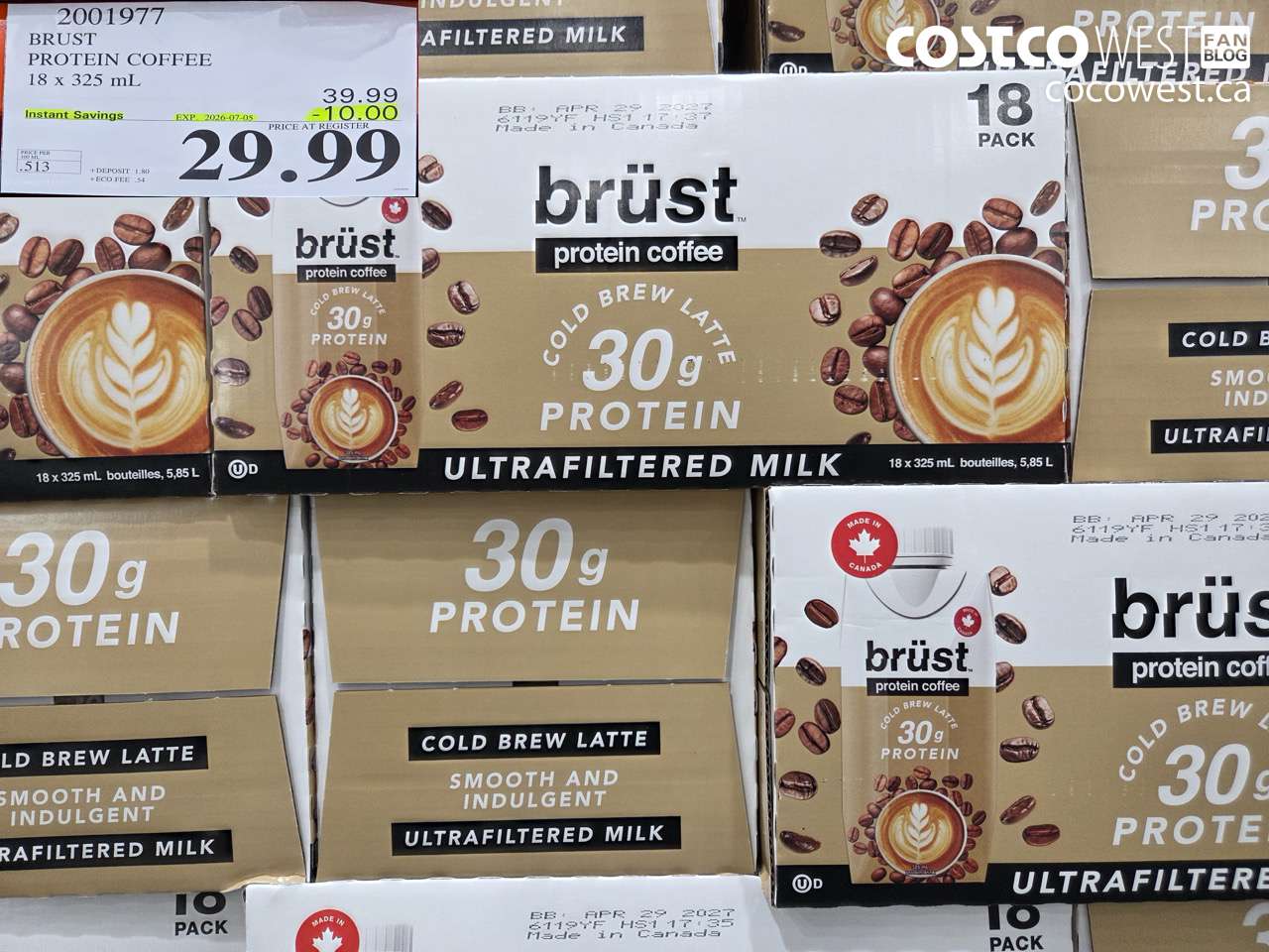 2001977 BRUST PROTEIN COFFEE 18 X 325 ML ($10.00 INSTANT SAVINGS EXPIRES ON 2026-07-05) $29.99