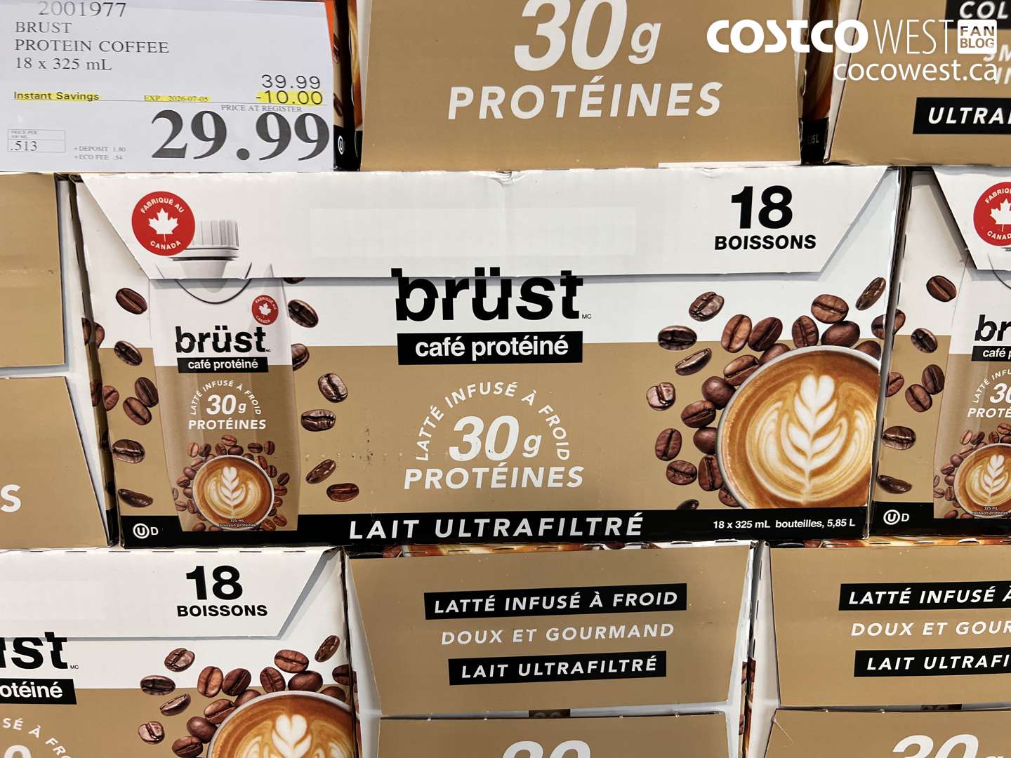 2001977 BRUST PROTEIN COFFEE 18 X 325 ML ($10.00 INSTANT SAVINGS EXPIRES ON 2026-07-05) $29.99