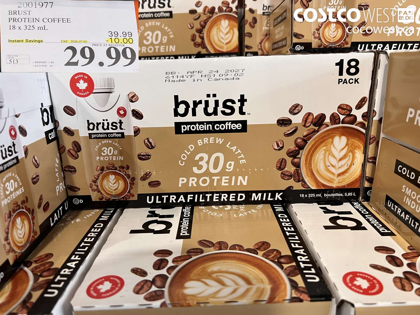 2001977 BRUST PROTEIN COFFEE 18 X 325 ML ($10.00 INSTANT SAVINGS EXPIRES ON 2026-07-05) $29.99