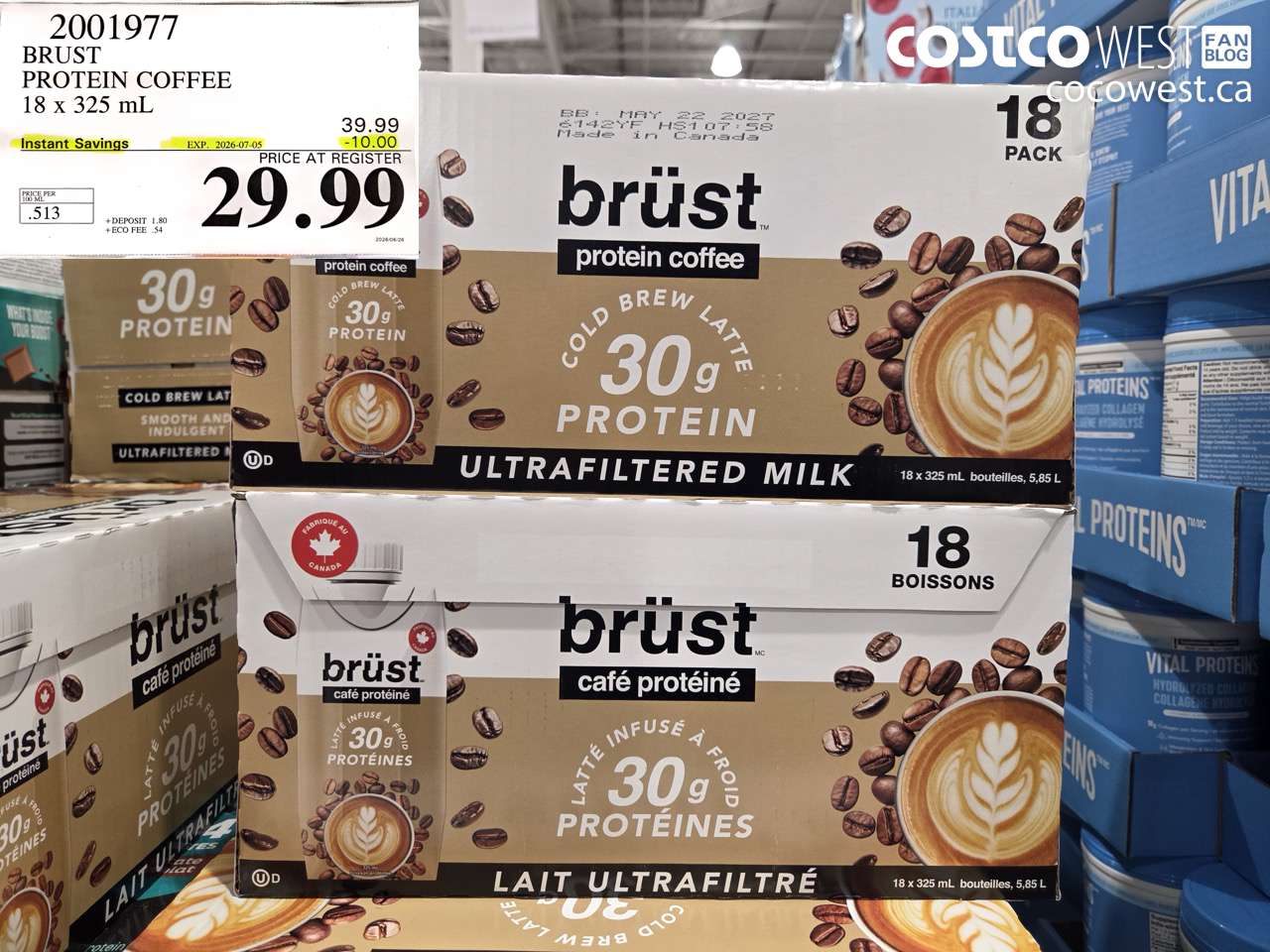 2001977 BRUST PROTEIN COFFEE 18 X 325 ML ($10.00 INSTANT SAVINGS EXPIRES ON 2026-07-05) $29.99