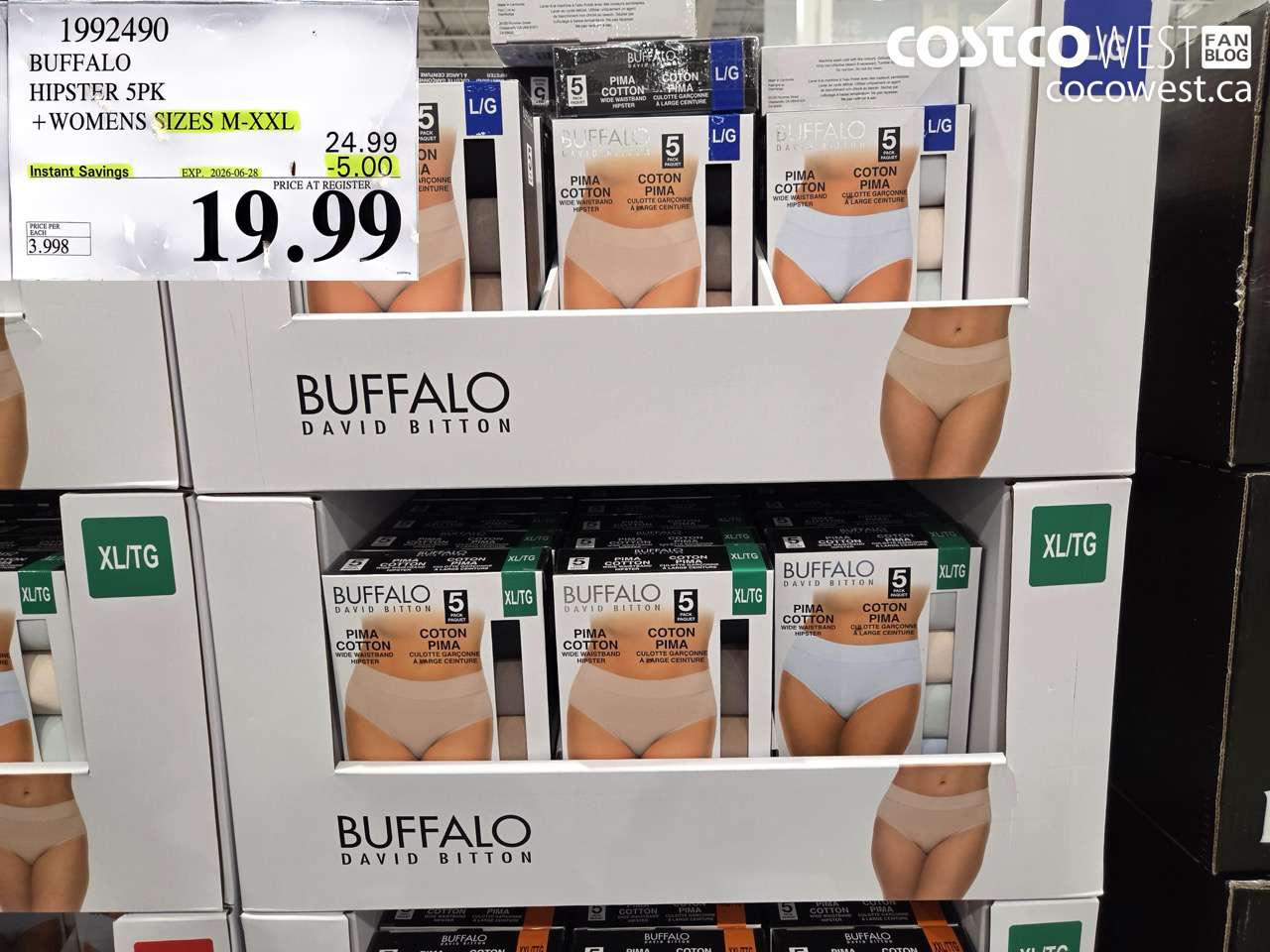 1992490 BUFFALO HIPSTER 5PK WOMENS SIZES M-XXL ($5.00 INSTANT SAVINGS EXPIRES ON 2026-06-28) $19.99
