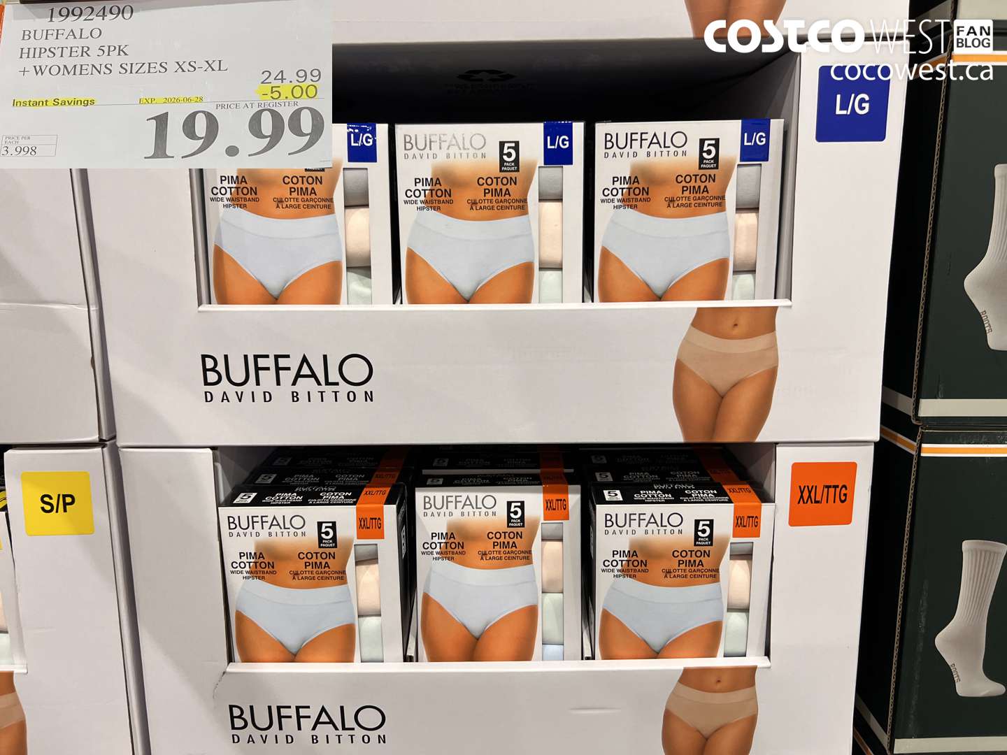 1992490 BUFFALO HIPSTER 5PK WOMENS SIZES XS-XL ($5.00 INSTANT SAVINGS EXPIRES ON 2026-06-28) $19.99