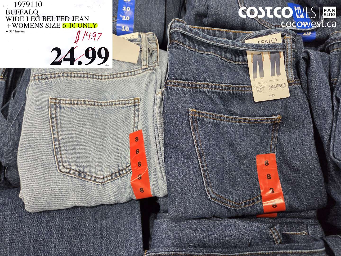1979110 BUFFALO WIDE LEG BELTED JEAN WOMENS SIZE 6-10 ONLY $14.97